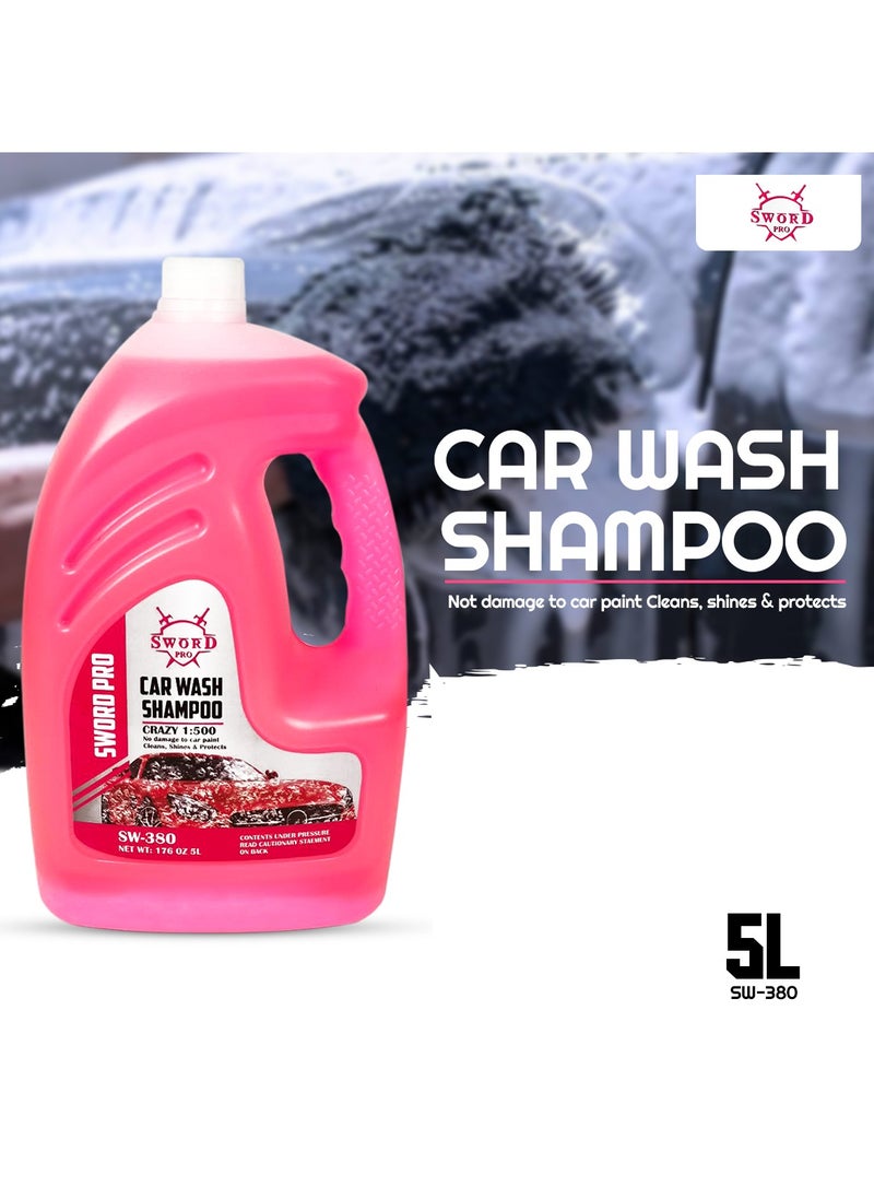 Sword Pro SWORD PRO SW380 Car Wash Shampoo Crazy 5L- Eco-Friendly High Concentration for Ultimate Cleanliness  - Image 1