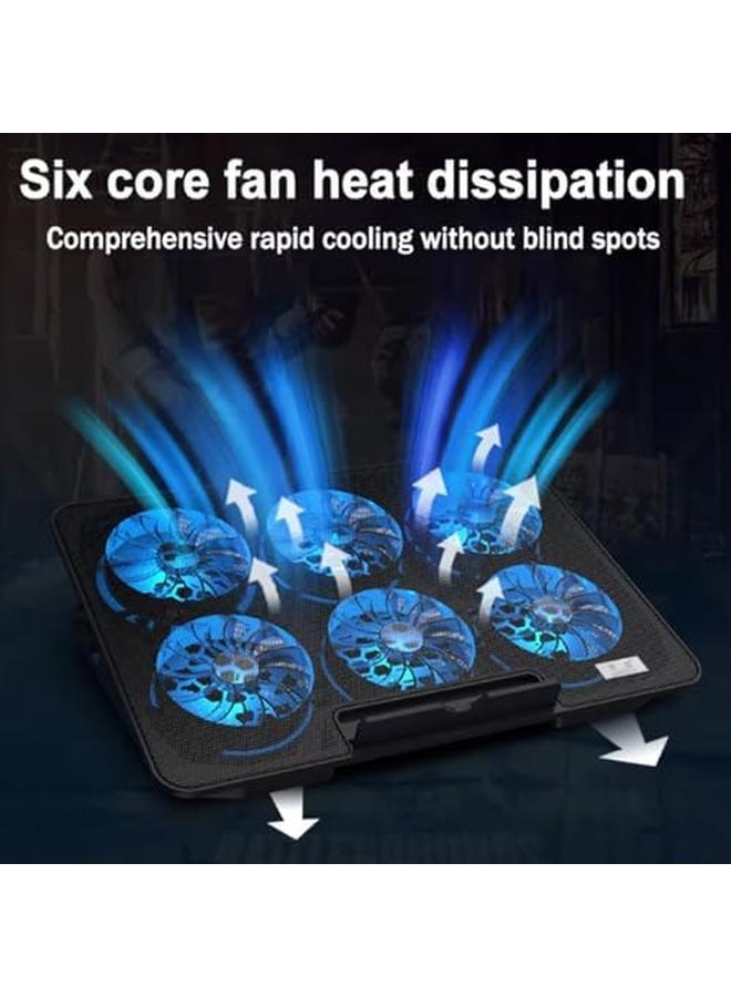 Generic Laptop Cooling Pad Laptop Cooling Stand With Quiet Fans For 12" 15" Computer Pc Notebook Gaming Laptop Fan Height Adjustable Laptop Cooling Stand Laptop Accessories 6 Fans  - Image 5