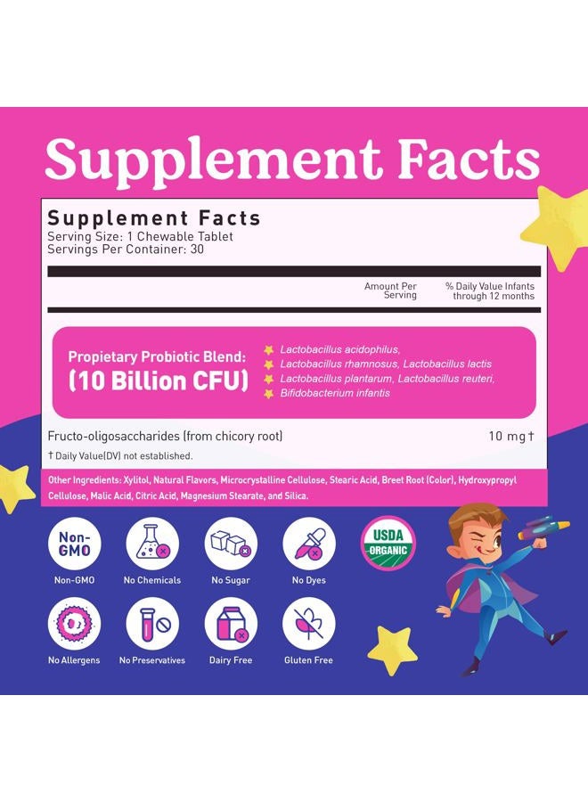 LoveBug Probiotics for Kids – Probiotic Chewables with Prebiotic Fiber for Age 4+, Daily Children's Gut Health, Constipation, Digestive & Immune Support Supplement, Sugar-Free Berry Flavor, 30 ct - Image 5