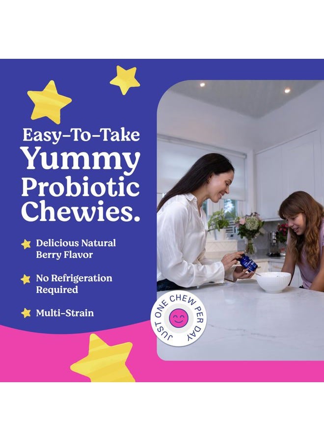 LoveBug Probiotics for Kids – Probiotic Chewables with Prebiotic Fiber for Age 4+, Daily Children's Gut Health, Constipation, Digestive & Immune Support Supplement, Sugar-Free Berry Flavor, 30 ct - Image 4