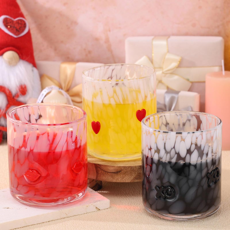 Booson 3 Pcs Valentine's Day Icon Glasses Valentine Juice Glass Cup 16oz Icon Stemless Glasses Lipstick XO Heart Drinking Glass Set for Wedding Engagement Anniversary Romantic Gifts - Image 4