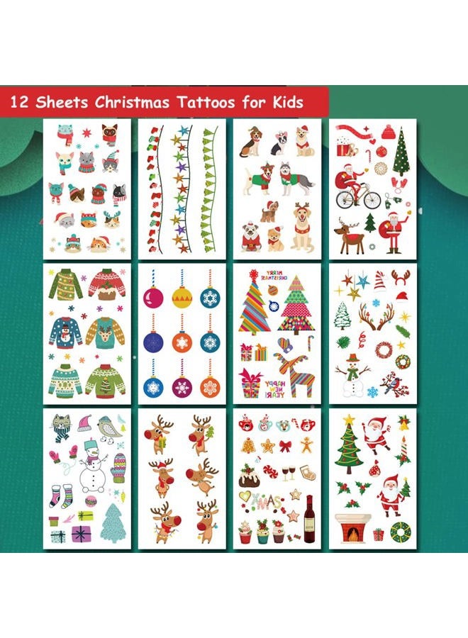 Hohamn Christmas Temporary Tattoos for Kids, 12 Sheets Christmas Fake Tattoos for Boys Girls Xmas Party Supplies Favors Gifts - Image 2