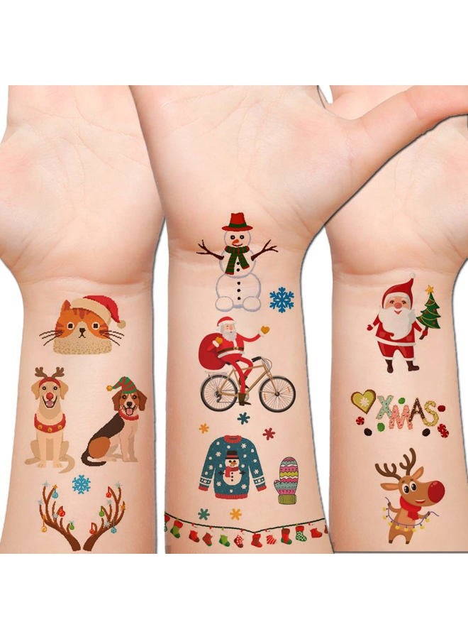Hohamn Christmas Temporary Tattoos for Kids, 12 Sheets Christmas Fake Tattoos for Boys Girls Xmas Party Supplies Favors Gifts - Image 1