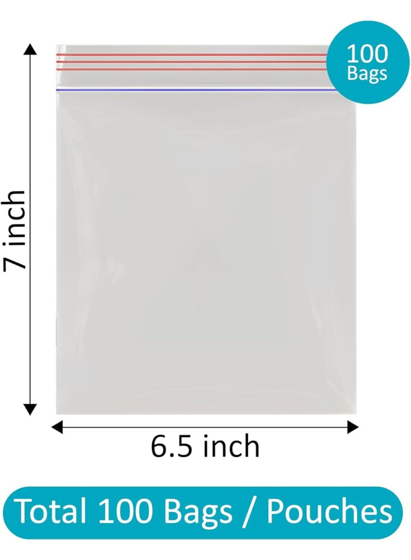 Shalimar Zipper Bag 7 x 6.5 Inches 100 Bags Multipurpose Storage Bag, Reusable & Reclosable With Zipper, Natural - Image 1