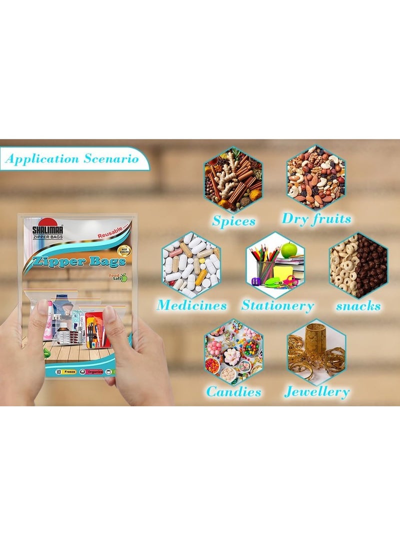 Shalimar Zipper Bag 7 x 6.5 Inches 100 Bags Multipurpose Storage Bag, Reusable & Reclosable With Zipper, Natural - Image 3