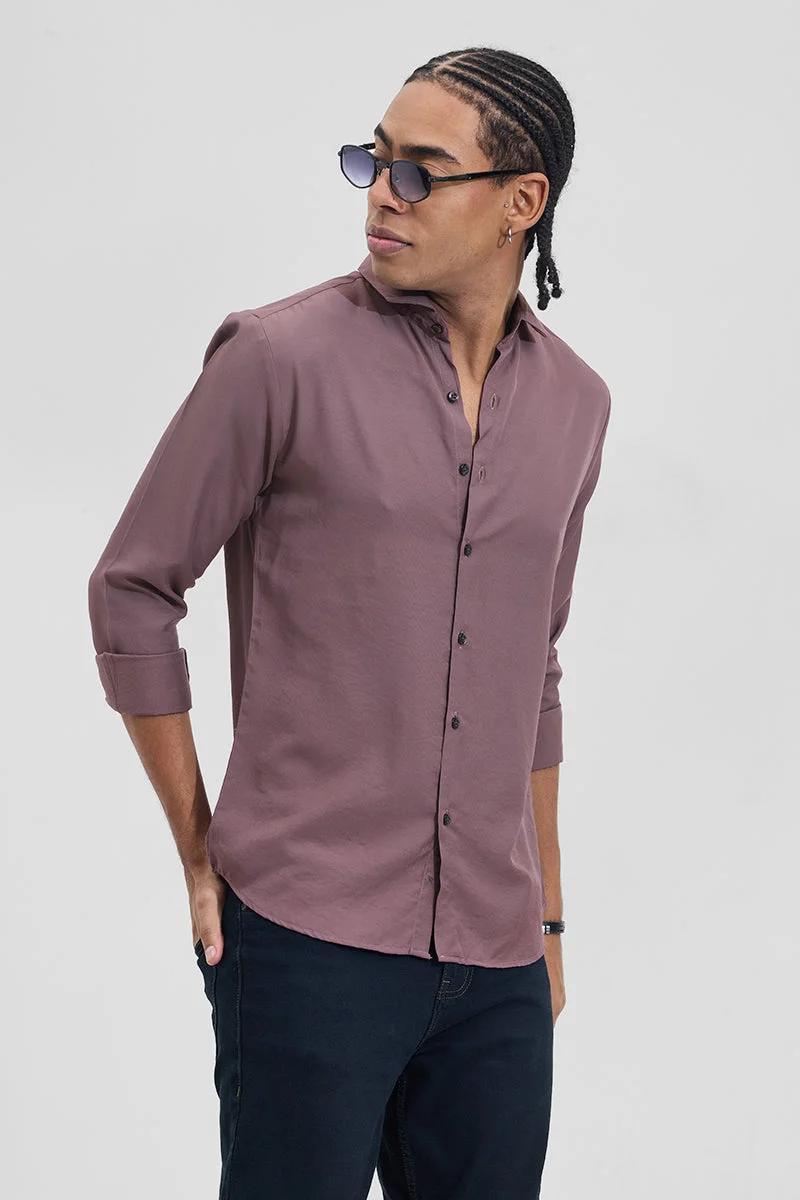 SNITCH Mauve Solid Long Sleeve Slim Fit Shirt