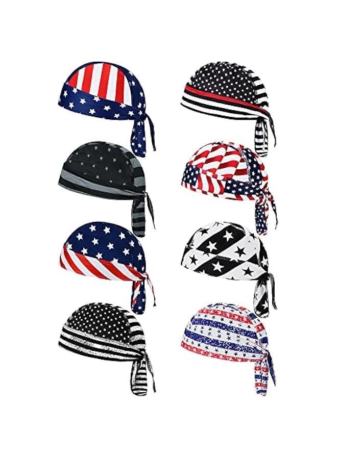 Generic 8 Pack Do Rag Skull Caps for Men Sweat Wicking Doo Rags Cooling Helmet Liner Cycling Motorcycle Bandana  - Image 1