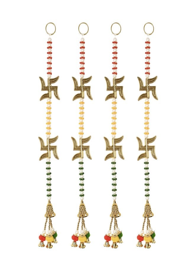 CRAFONIC Handmade Golden Satiya/Swastik Door Hanging Latkan String for Pooja Decoration,Diwali Decor,Main Entrance Door Mandir Housewarming & All Festive Decor -21 Inch(Height) (Pack of 4) - Image 4