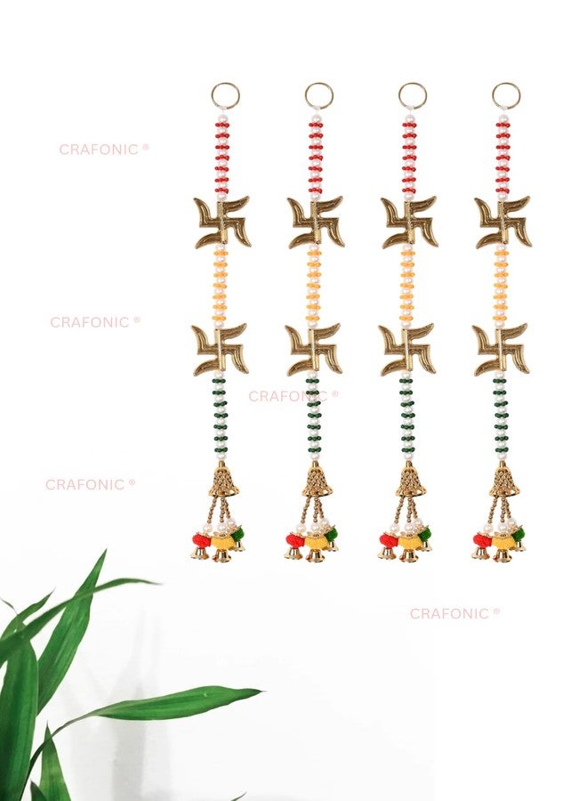 CRAFONIC Handmade Golden Satiya/Swastik Door Hanging Latkan String for Pooja Decoration,Diwali Decor,Main Entrance Door Mandir Housewarming & All Festive Decor -21 Inch(Height) (Pack of 4) - Image 5