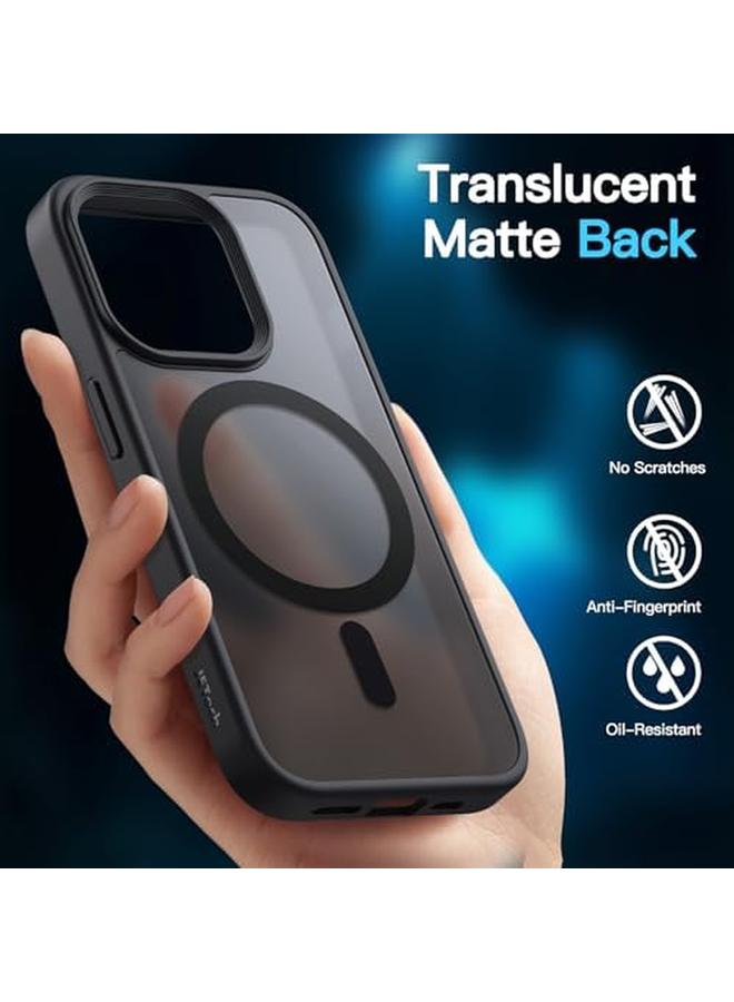 جي تيك جراب مغناطيسي 3 في 1 لهاتف Iphone 15 Pro Max مقاس 6.7 بوصة مع قطعتين من واقيات الشاشة الزجاجية المقواة المتوافقة مع غطاء الهاتف الشفاف غير اللامع المقاوم للصدمات من Magsafe باللون الأسود - Image 4