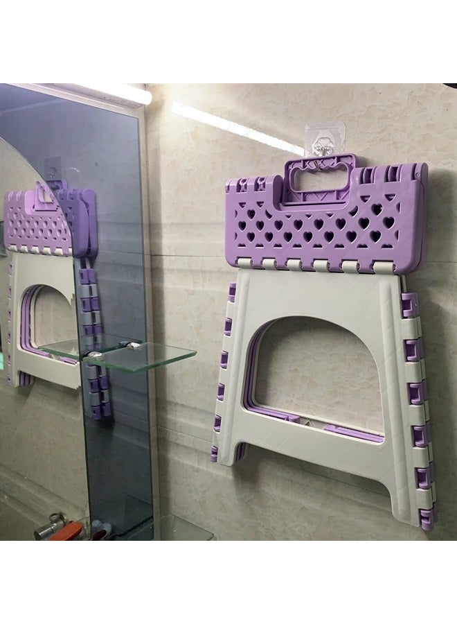 TRANOMOS Shower Foot Rest, TRANOMOS Shower Stool for Shaving Legs, Folding Plastic Shower Step Stool for Inside Shower, Waterproof Pedicure Stand Foot Rest for Corner, Purple 