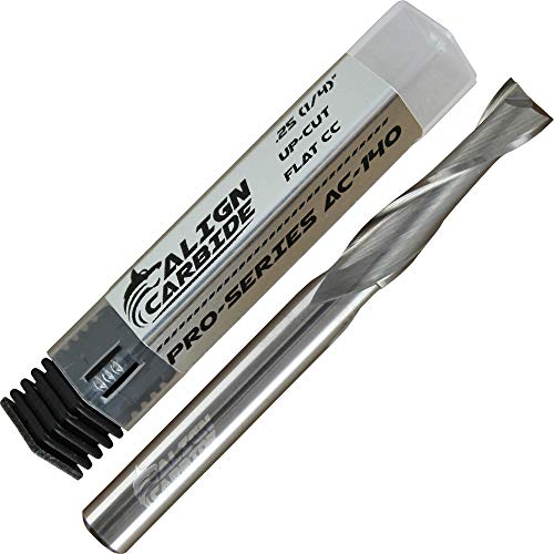 Align Carbide, UP Cut Router Bit, 1/4 Inch Cutting Diameter, 1/4 Inch Shank, Premium Solid Micro Grain Carbide, Spiral Plunge, 2 Flute, Flat Cutting Face, CNC Router Pro-Series. - Image 1