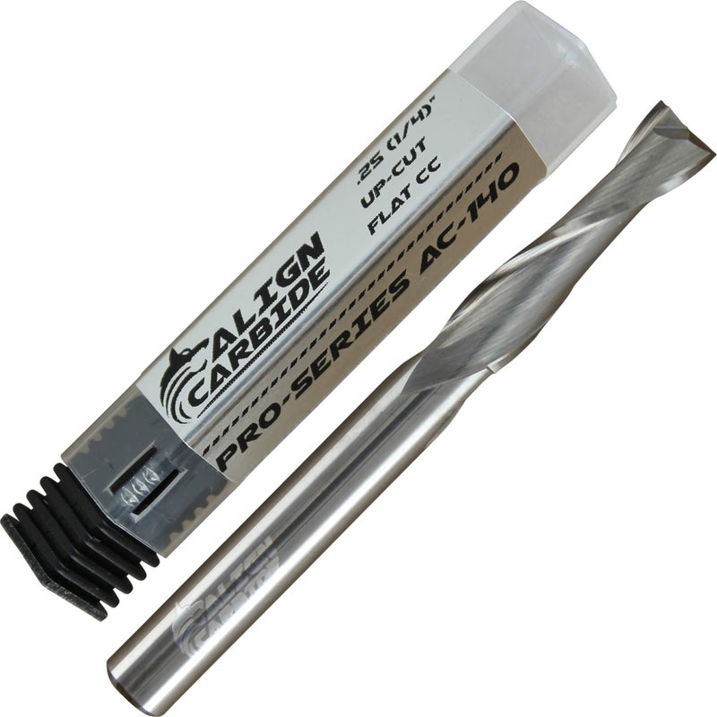 Align Carbide, UP Cut Router Bit, 1/4 Inch Cutting Diameter, 1/4 Inch Shank, Premium Solid Micro Grain Carbide, Spiral Plunge, 2 Flute, Flat Cutting Face, CNC Router Pro-Series. - Image 5