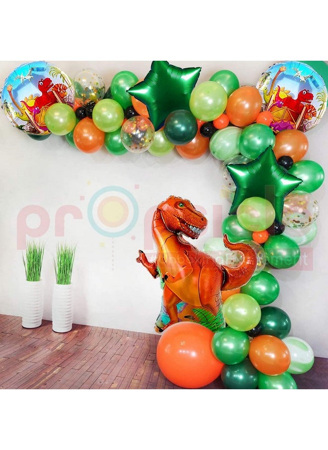 Propsicle - Propsicle Birthday Jurassic Dinosaur Theme Foil Balloons Decoration Pack Of Happy Birthday Dino Animals Balloon Combo Set Party Decoration, Multi - Image 1