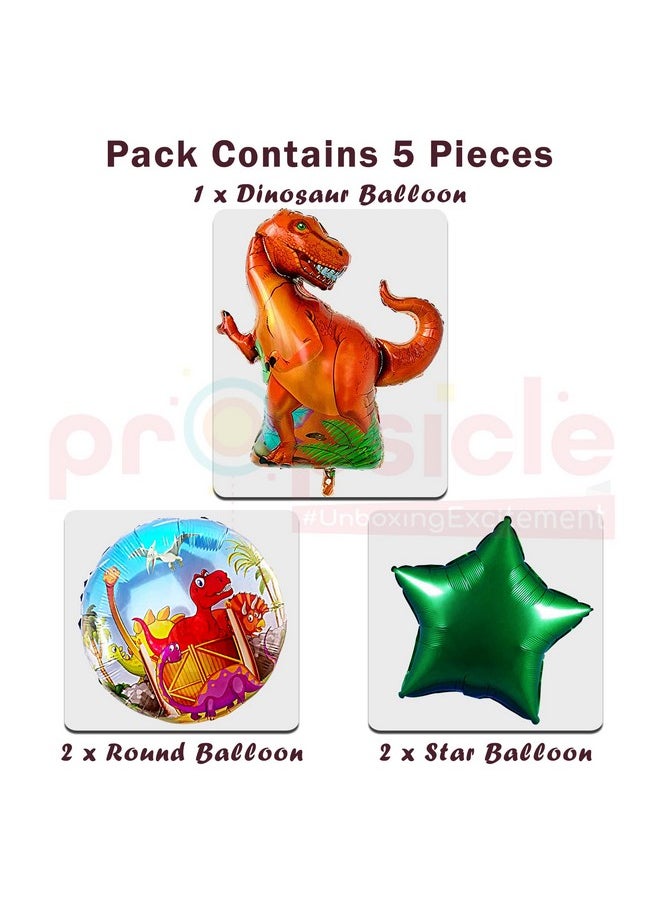 Propsicle - Propsicle Birthday Jurassic Dinosaur Theme Foil Balloons Decoration Pack Of Happy Birthday Dino Animals Balloon Combo Set Party Decoration, Multi - Image 1