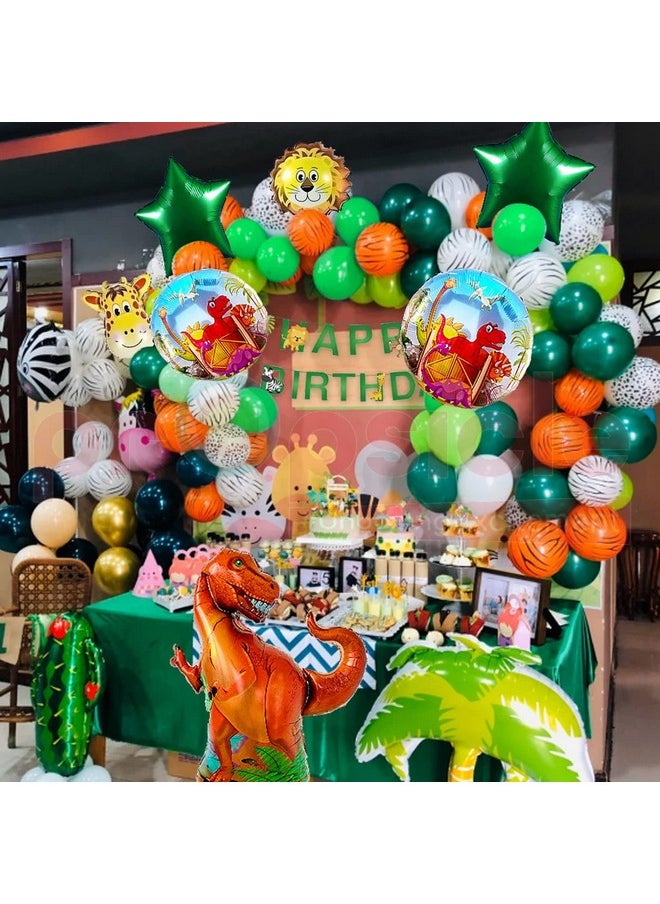 Propsicle - Propsicle Birthday Jurassic Dinosaur Theme Foil Balloons Decoration Pack Of Happy Birthday Dino Animals Balloon Combo Set Party Decoration, Multi - Image 1