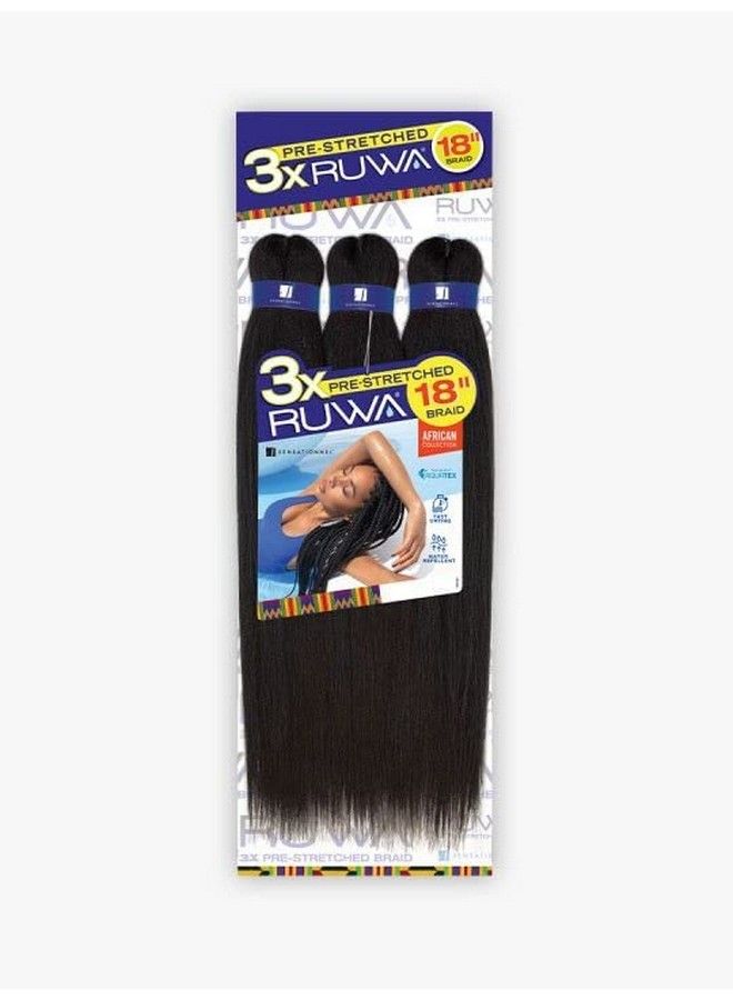 Prestretched Ruwa Braids Hairextension Yaki Texture Water Repellent Kanekalon Aquatex High Heat Synthetic Braiding Hair 3X Ruwa 18 Inch (3 Pack 4)