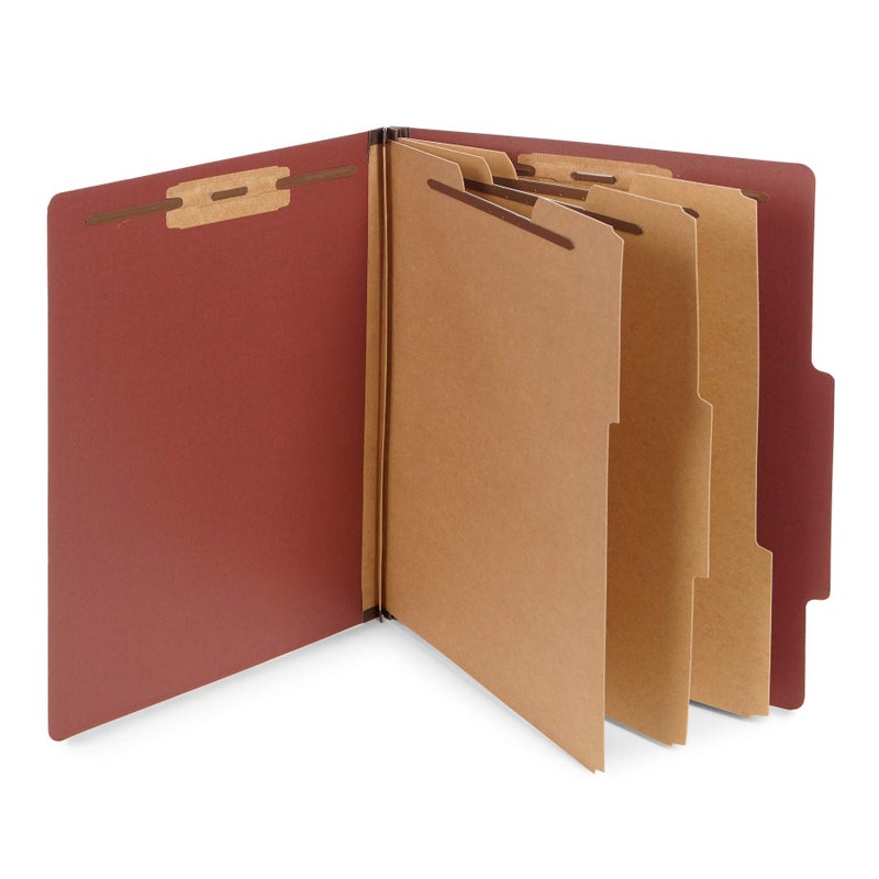 Blue Summit Supplies 10 Red Classification Folders, 3 Dividers, Letter Size with 2 Inch Tyvek Expansions, 8 Section Brick Red Classification Folder, 10 Pack - Image 1