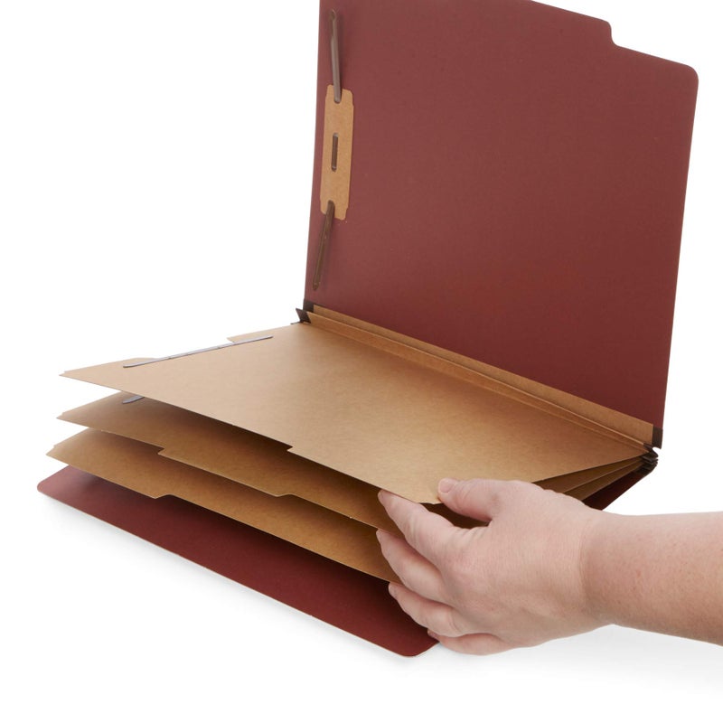 Blue Summit Supplies 10 Red Classification Folders, 3 Dividers, Letter Size with 2 Inch Tyvek Expansions, 8 Section Brick Red Classification Folder, 10 Pack - Image 2