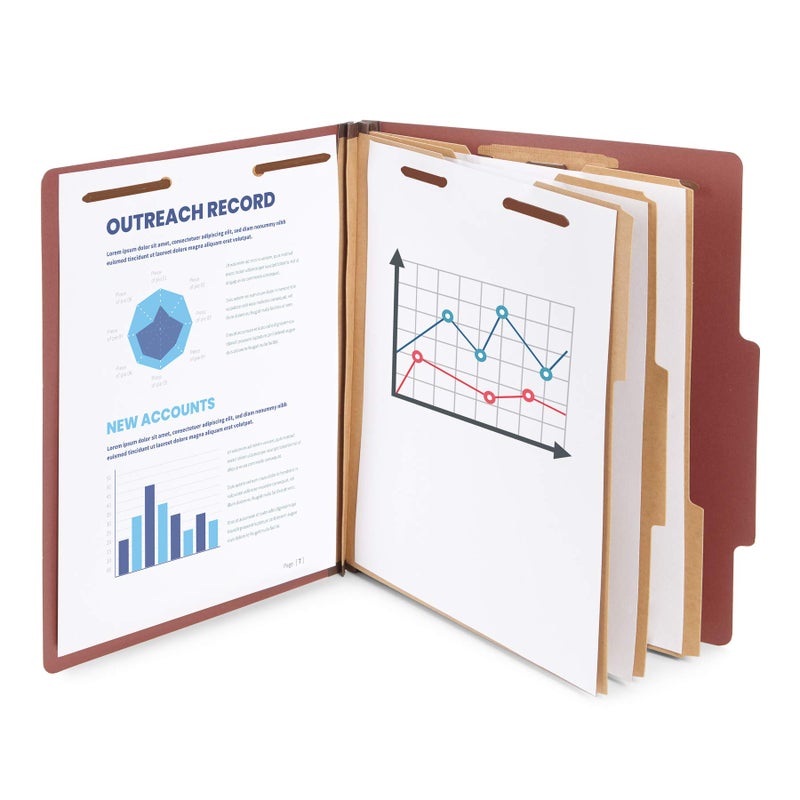 Blue Summit Supplies 10 Red Classification Folders, 3 Dividers, Letter Size with 2 Inch Tyvek Expansions, 8 Section Brick Red Classification Folder, 10 Pack - Image 3