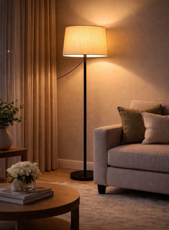 مصباح أرضي LED من SECURE DECOR، مصباح قائم عصري عتيق اللون باللون الأسود، ارتفاع 52 بوصة، غطاء مصباح أبيض كريمي اللون، مناسب لغرفة المعيشة، زاوية المنزل، الفندق، المكتب، عبوة من (1) - Image 4
