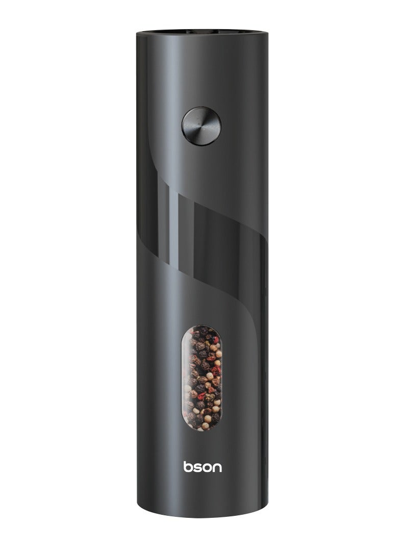 BSON مطحنة فلفل كهربائية بمحرك قوي 25 واط - ضوء LED دقيق، سعة كبيرة 110 مل - تشغيل بيد واحدة - تطحن الفلفل والملح والفلفل الحار والقرنفل والهيل بسهولة - Image 1