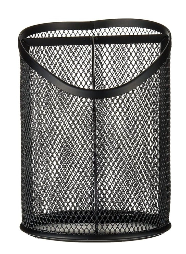 3 Slot Metal Mesh Pen and Pencil Holder, Black - Image 2