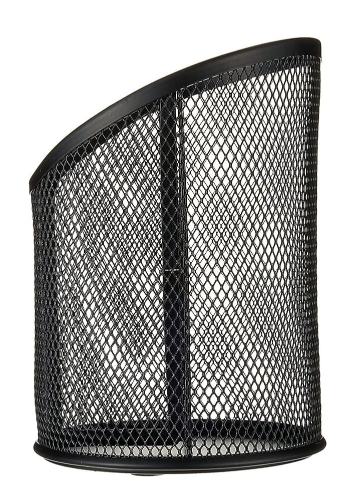 3 Slot Metal Mesh Pen and Pencil Holder, Black - Image 3