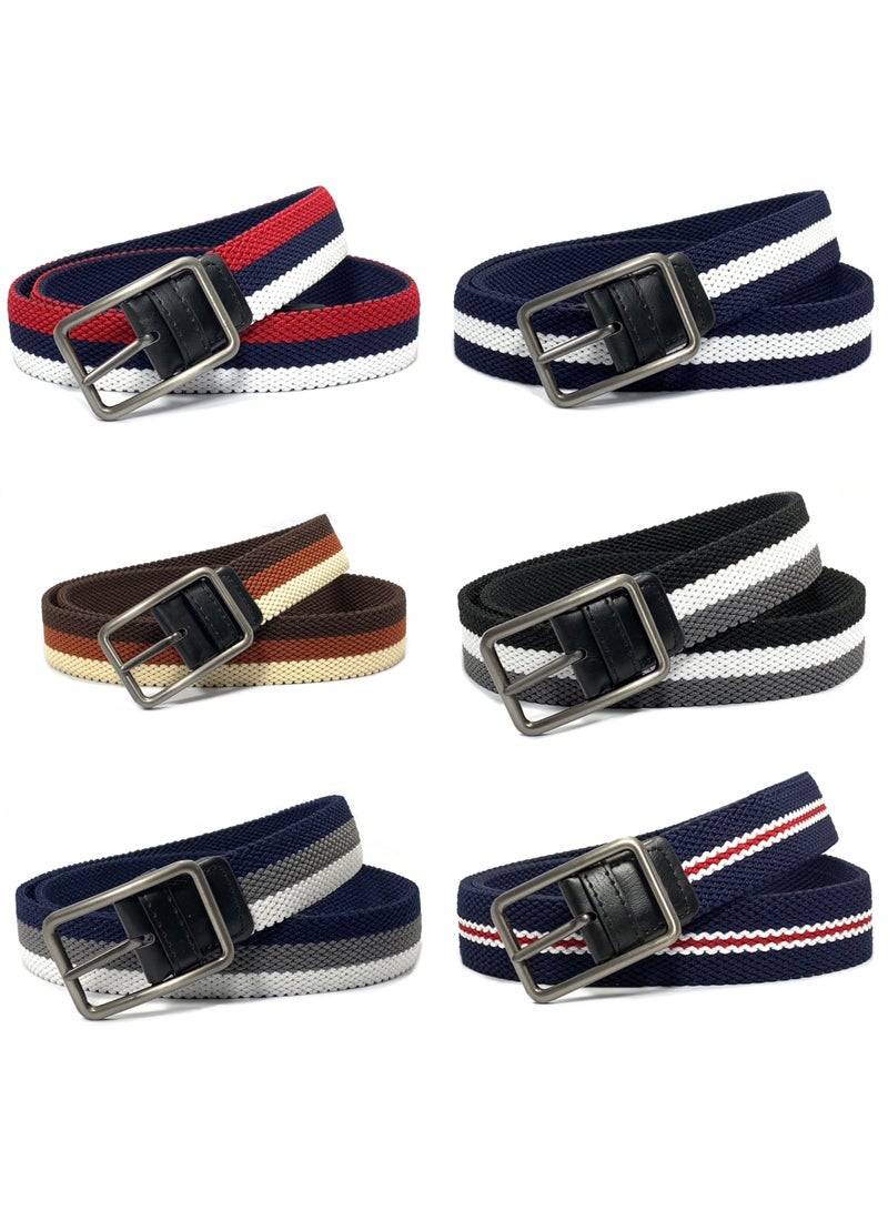 Classic Milano® Braided Canvas Woven Elastic Stretch Belt for Men/Women/Junior with Multicolored Belt men Enclosed in an Elegant Gift Box by Milano Leather - Image 1