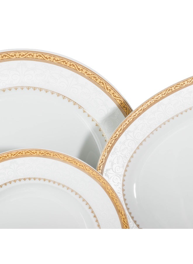 Dania 49 Pieces Porcelain Dining Set White Color With Golden Font Enough For 6 People White - Image 5