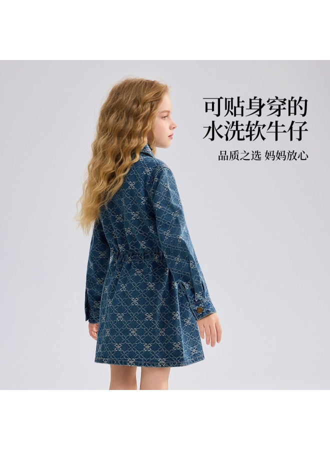 ASK JUNIOR Children's Dress 25 Autumn Academic Style Back-to-school Season Large Kids Denim Dress Girls Long Sleeve Princess Dress - Image 5