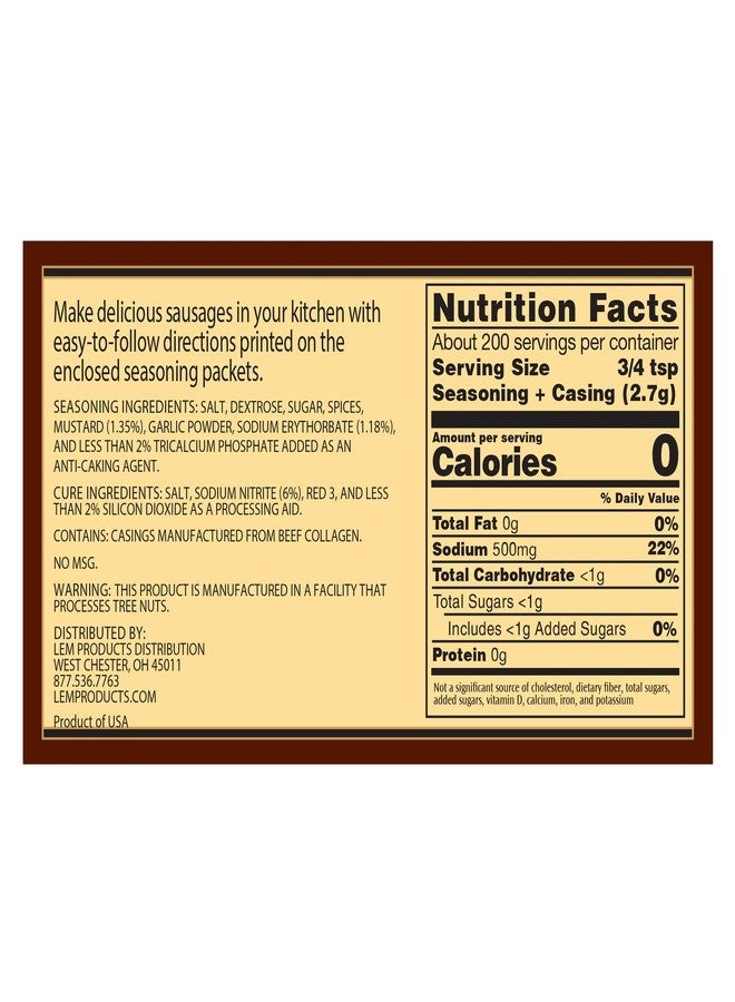 LEM Products Backwoods Original Snack Stick Seasoning Sausage Kit, Ideal for Wild Game, Seasons Up to 20 Pounds of Meat, 1 Pound, 2.7 Ounce Package with Pre-Measured Cure Packet Included - Image 2