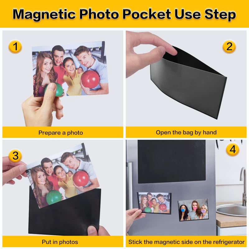 YixangDD 10 Pack Magnetic Picture Frame, 4 x 6 Inches Fridge Magnetic Photo Frames, Magnetic Photo Frames for Refrigerator, Home, School, Office (Black) - Image 4