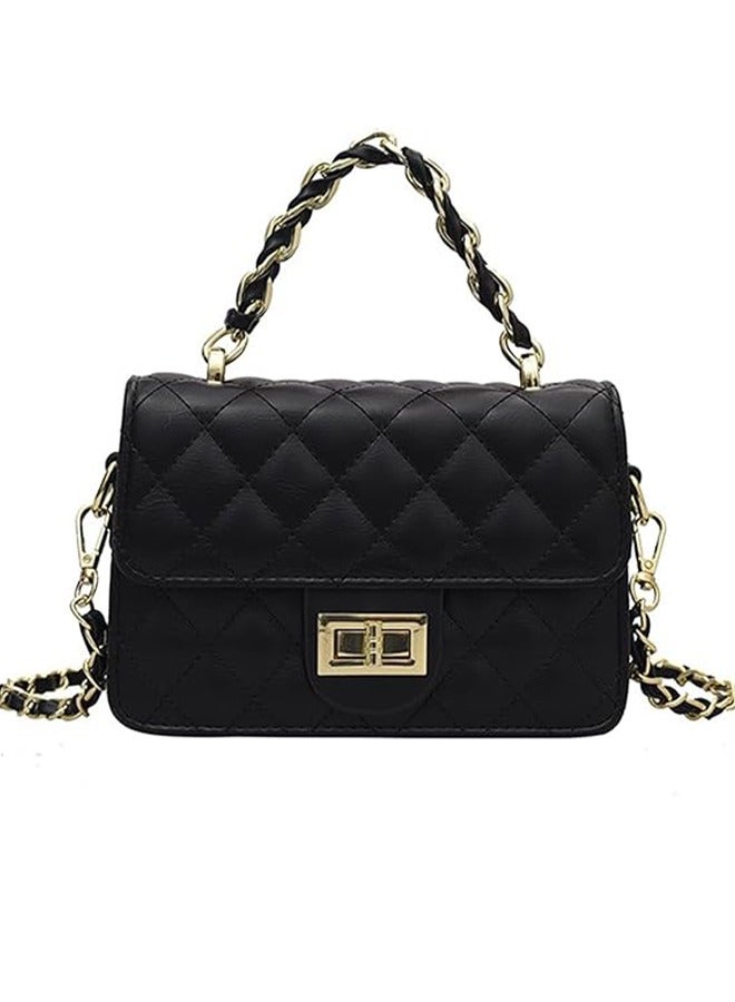 Women's Quilted Crossbody Shoulder Bag – Small PU Leather Handbag with Gold Chain Strap & Turn-Lock Closure – Elegant Fashion Purse for Casual or Formal Outfits - Image 1