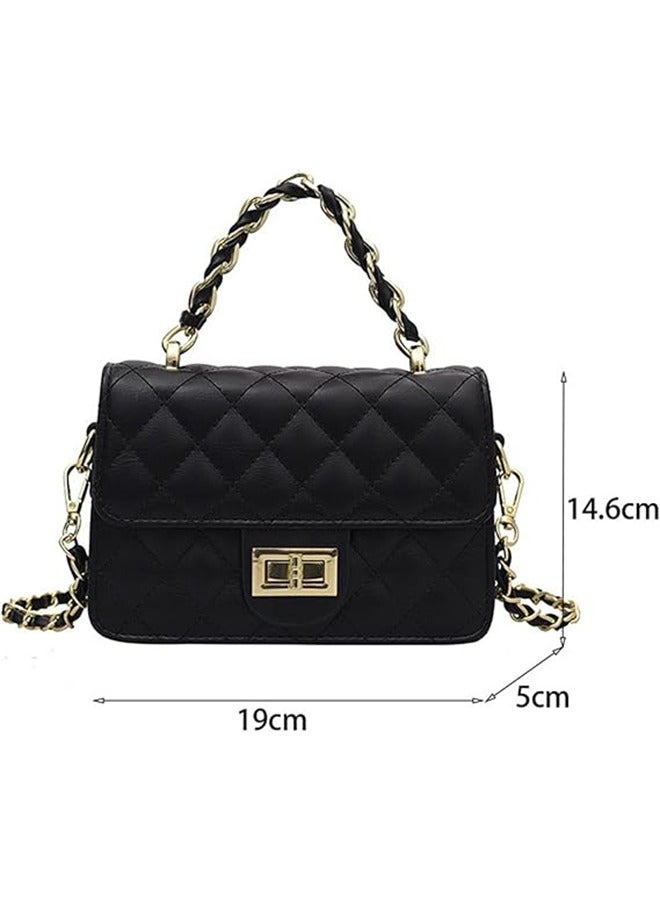 Women's Quilted Crossbody Shoulder Bag – Small PU Leather Handbag with Gold Chain Strap & Turn-Lock Closure – Elegant Fashion Purse for Casual or Formal Outfits - Image 3