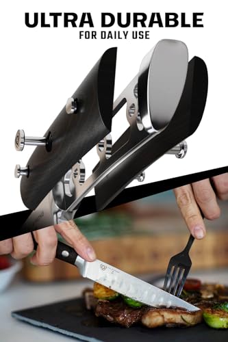 Dalstrong Steak Knives-4pc- Serrated Blade-Gladiator Series Elite-Forged German High-Carbon Steel-Table Dinner Kitchen Knives-Sheaths-Razor Sharp - Dinner Set-NSF Certified - Image 3