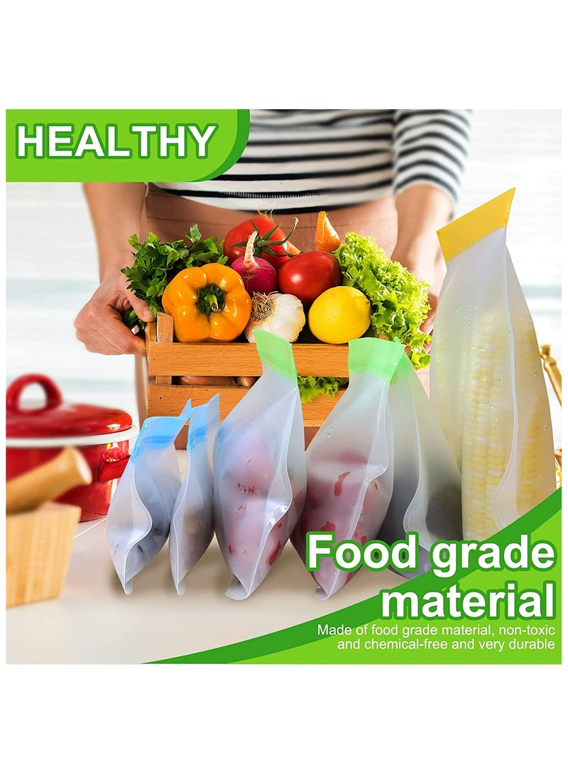 إيلونسي 10 قطع من أكياس تخزين الطعام القابلة لإعادة الاستخدام، وأكياس تجميد متعددة الأحجام مقاومة للتسرب، و10 قطع من أكياس تنظيم تخزين المطبخ المطورة، وأكياس زيبلوك قابلة لإعادة الاستخدام وخالية من مادة بيسفينول أ - Image 5