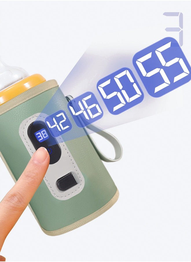 Baby Bottle Warmer Wear Resistant Portable USB Plug Baby Bottle Warmer Insulation Bag（Green）