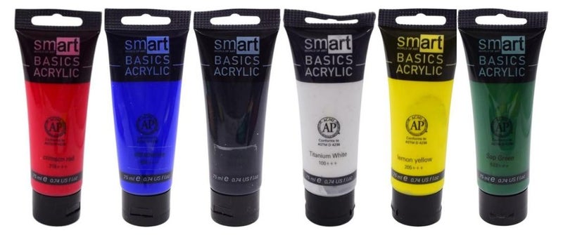 Smart Basic Colors, Acrylic, 6 Colors - 75ml
