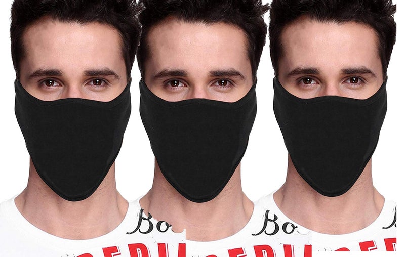 PrimeBox Biker Face Mask for Men Women Helmet Balaclava Cotton Bike Riding Face Mask Pack of 3 Half Ninja Rider Mask (Black) - Image 1