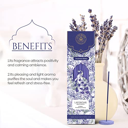 LUXURIATE Lavender Organic Natural Herbal Incense Organic Incense, Long-Lasting Incense Stick, Agarbatti for Puja, Prayer | Luxury Premium Incense - Pack of 1 (20 Sticks) - Image 4