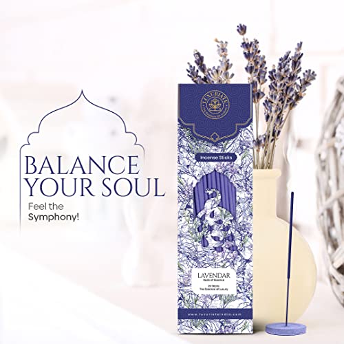 LUXURIATE Lavender Organic Natural Herbal Incense Organic Incense, Long-Lasting Incense Stick, Agarbatti for Puja, Prayer | Luxury Premium Incense - Pack of 1 (20 Sticks) - Image 2