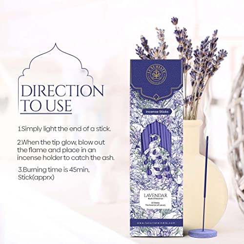 LUXURIATE Lavender Organic Natural Herbal Incense Organic Incense, Long-Lasting Incense Stick, Agarbatti for Puja, Prayer | Luxury Premium Incense - Pack of 1 (20 Sticks) - Image 3