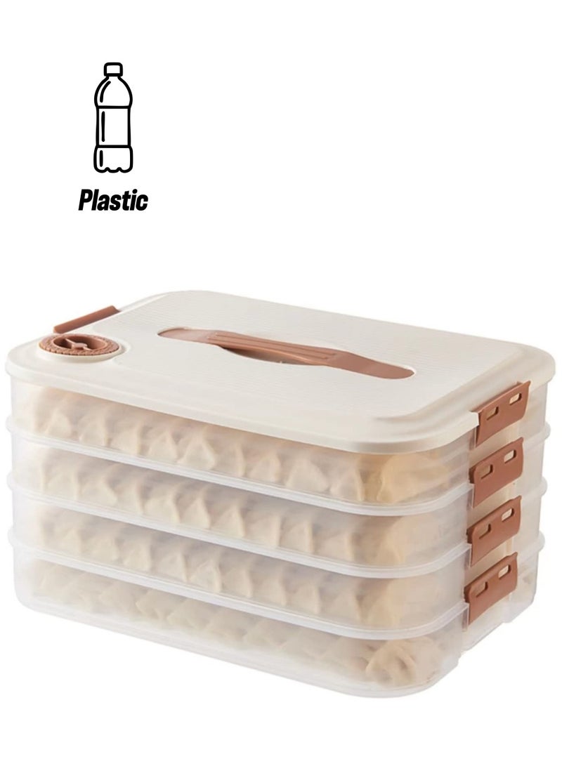 Excefore 4-layer Food Storage Containe, Dumpling Organizer Transparent, Stackable Food Container Tray Organizer, for Kitchen and Fridge - Image 1