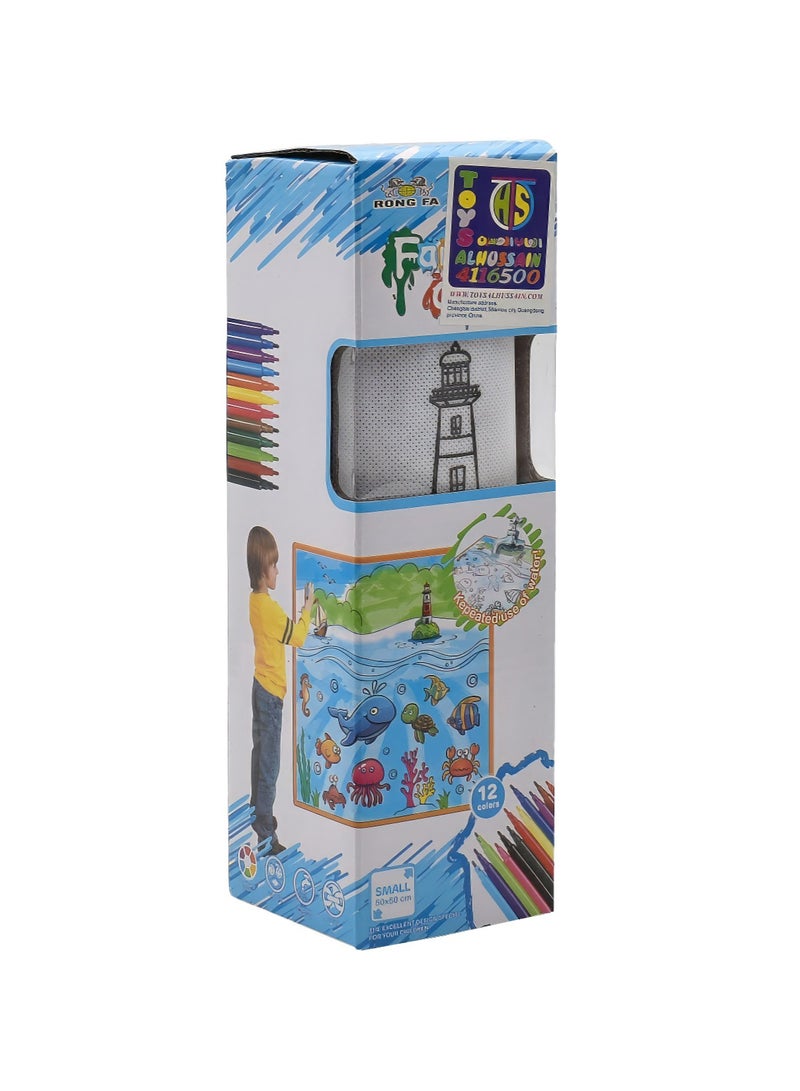 رونج إف إيه مجموعة تلوين لوحة قماشية 50 × 50 سم مع اقلام تلوين - Image 1