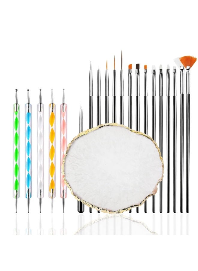 **مجموعة 20 فرشاة لتصميم الأظافر مع لوحة راتينج** – طقم أظافر احترافي يتضمن أقلام سيليكون مزدوجة الطرف، وأدوات التنقيط، وفرش النحت للأكريليك، مثالي لتصميم الجل والمناكير المنزلي للصالون والاستخدام الشخصي (وردي) - Image 1