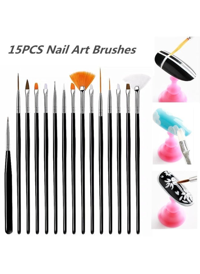 **مجموعة 20 فرشاة لتصميم الأظافر مع لوحة راتينج** – طقم أظافر احترافي يتضمن أقلام سيليكون مزدوجة الطرف، وأدوات التنقيط، وفرش النحت للأكريليك، مثالي لتصميم الجل والمناكير المنزلي للصالون والاستخدام الشخصي (وردي) - Image 3