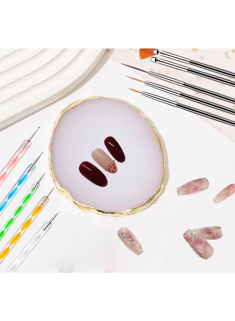 **مجموعة 20 فرشاة لتصميم الأظافر مع لوحة راتينج** – طقم أظافر احترافي يتضمن أقلام سيليكون مزدوجة الطرف، وأدوات التنقيط، وفرش النحت للأكريليك، مثالي لتصميم الجل والمناكير المنزلي للصالون والاستخدام الشخصي (وردي) - Image 5