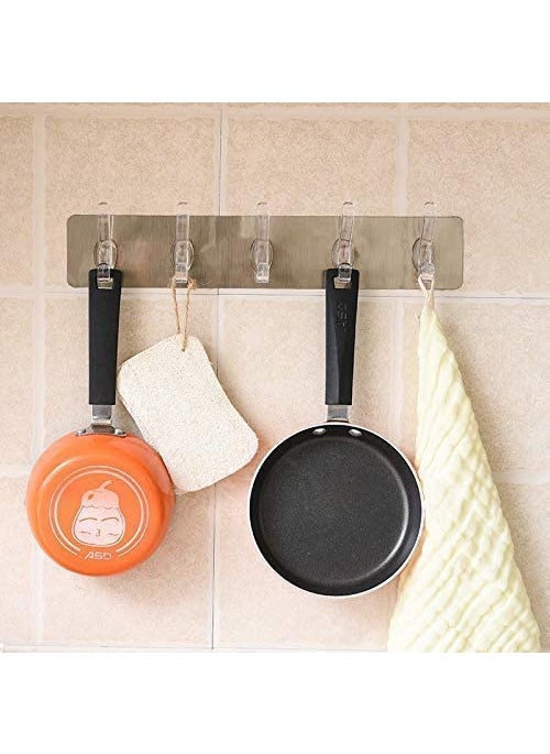 Ekdant Ekdant Adhesive Sticker MultiPurpose 6 Hook for Hanging Strong Heavy Duty Sticky Hooks for Hanging No Drill Waterproof Stickon Hook for Wall Hangers  - Image 2