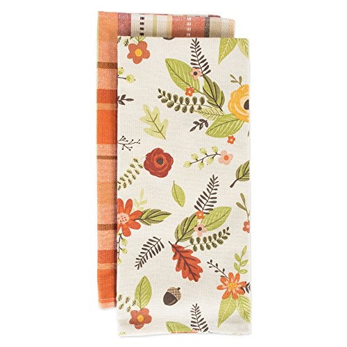 DII Fall Basics Kitchen Dishtowel Collection Printed Plaid Fall Dish Towel Set 18x28 Floral Plaid 2 Count - Image 3